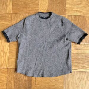 Zara Gray Short Sleeve Mock Neck Knit Top w/ Black Trim, Sz XS/S